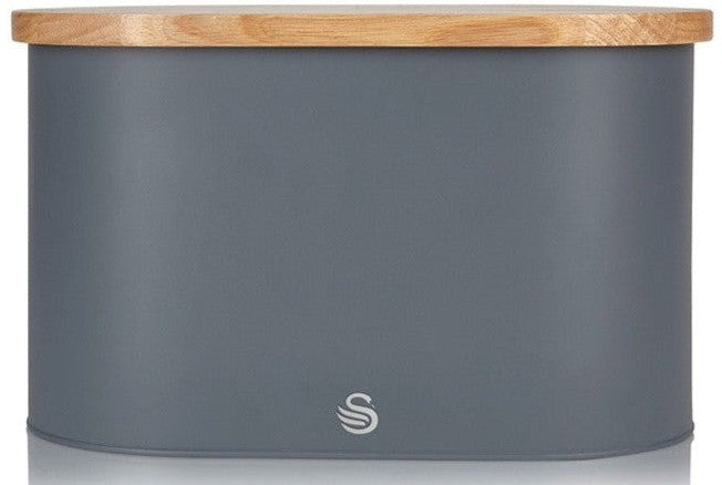 Swan Nordic Bread Bin with Cutting Board - Grey