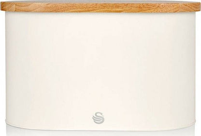 Swan Nordic Bread Bin with Cutting Board - White