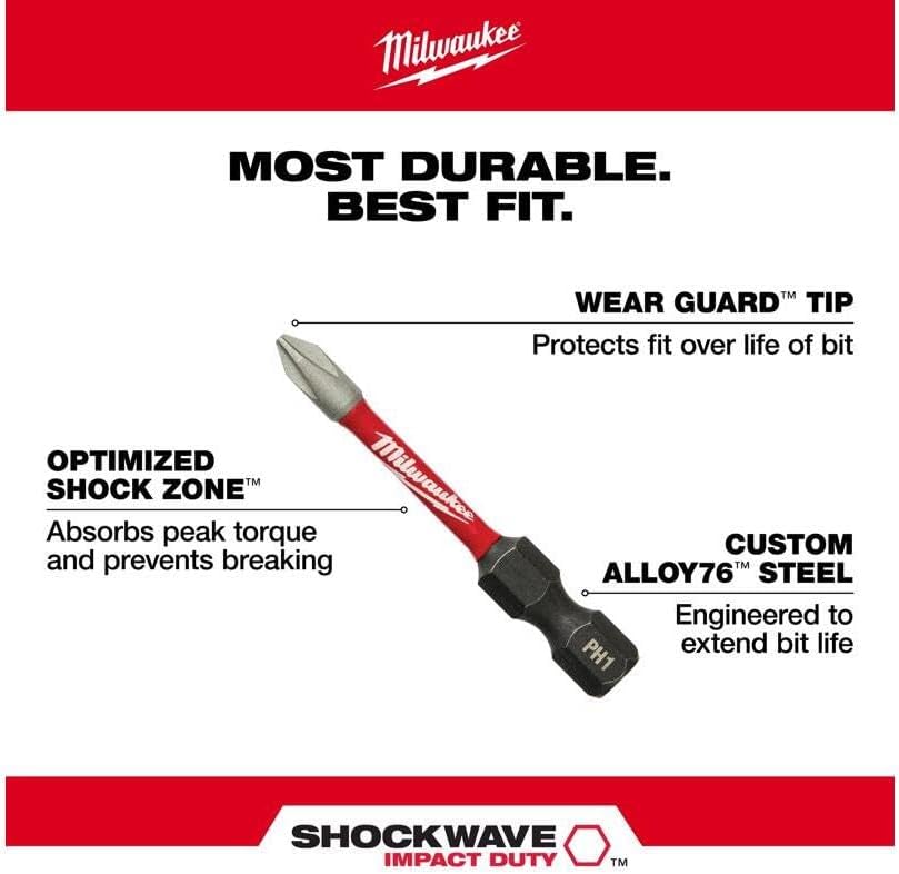 Milwaukee #2 Power Bit Hex Shank - 5 Pack