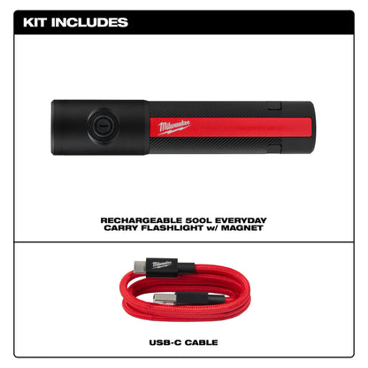 Milwaukee Electric 500L Carry Flashlight with Magnet Racharge