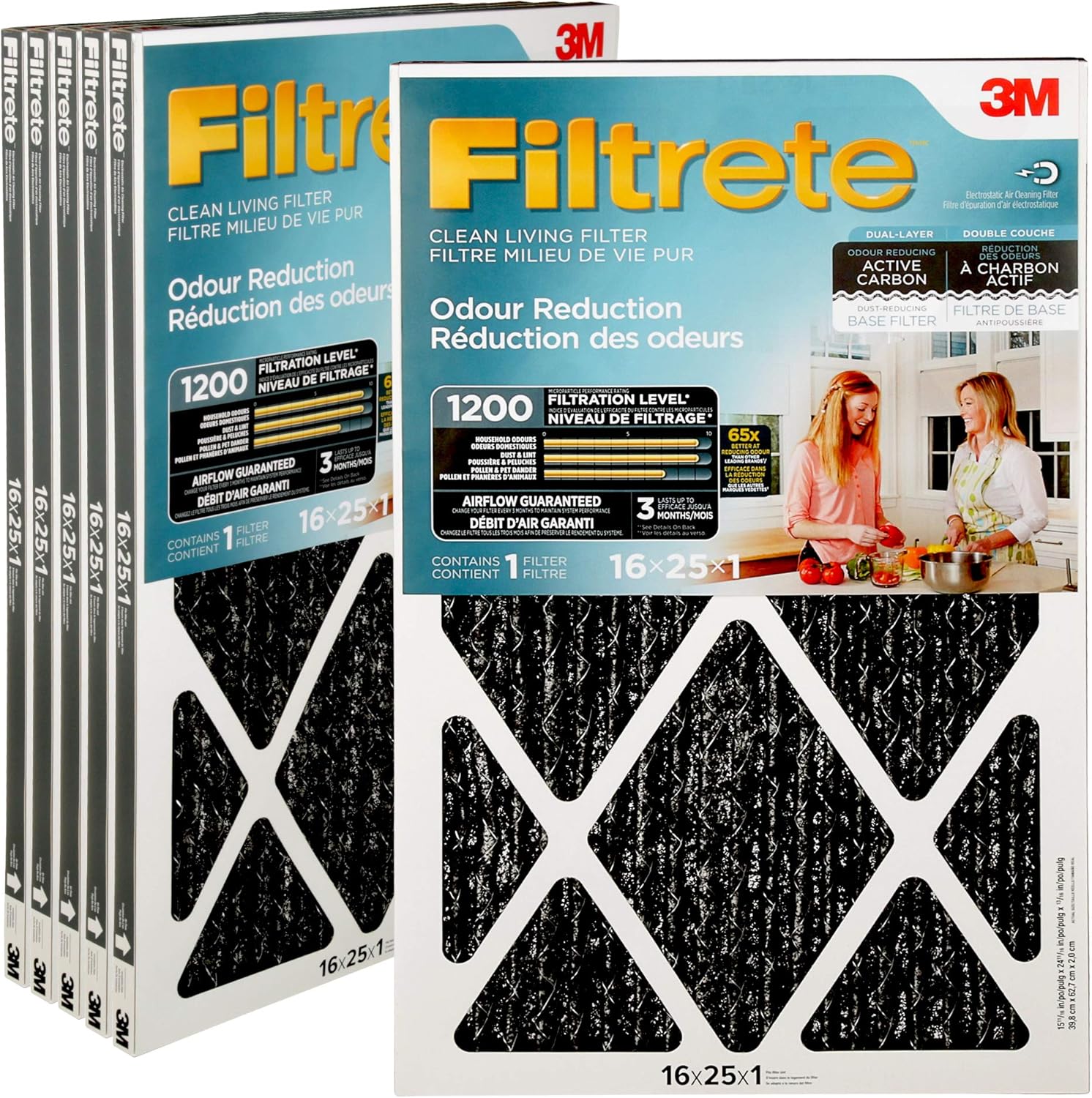 Filtre Filtrete 16 x 25 x 1 MPR1200 pour la réduction des odeurs - Pack de 6