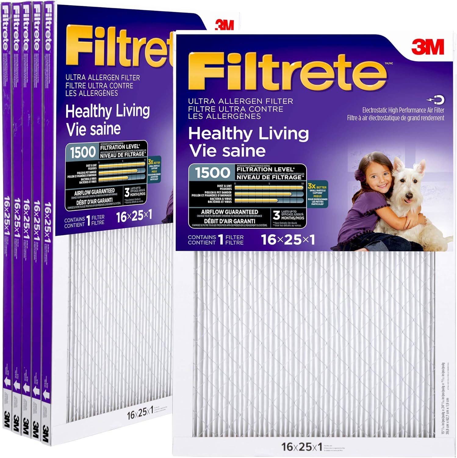 Filtre de four Filtrete 16 x 25 x 1 MPR1500 - Pack de 6
