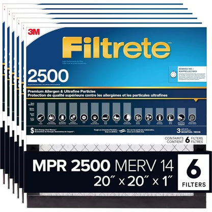 Filtrete 20 x 20 x 1 MPR2500 Furnace Filter - 6 Pack