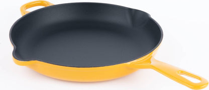 Chuck Hughes Poêle à frire ronde en fonte 10.25" - 26cm - Jaune d'or