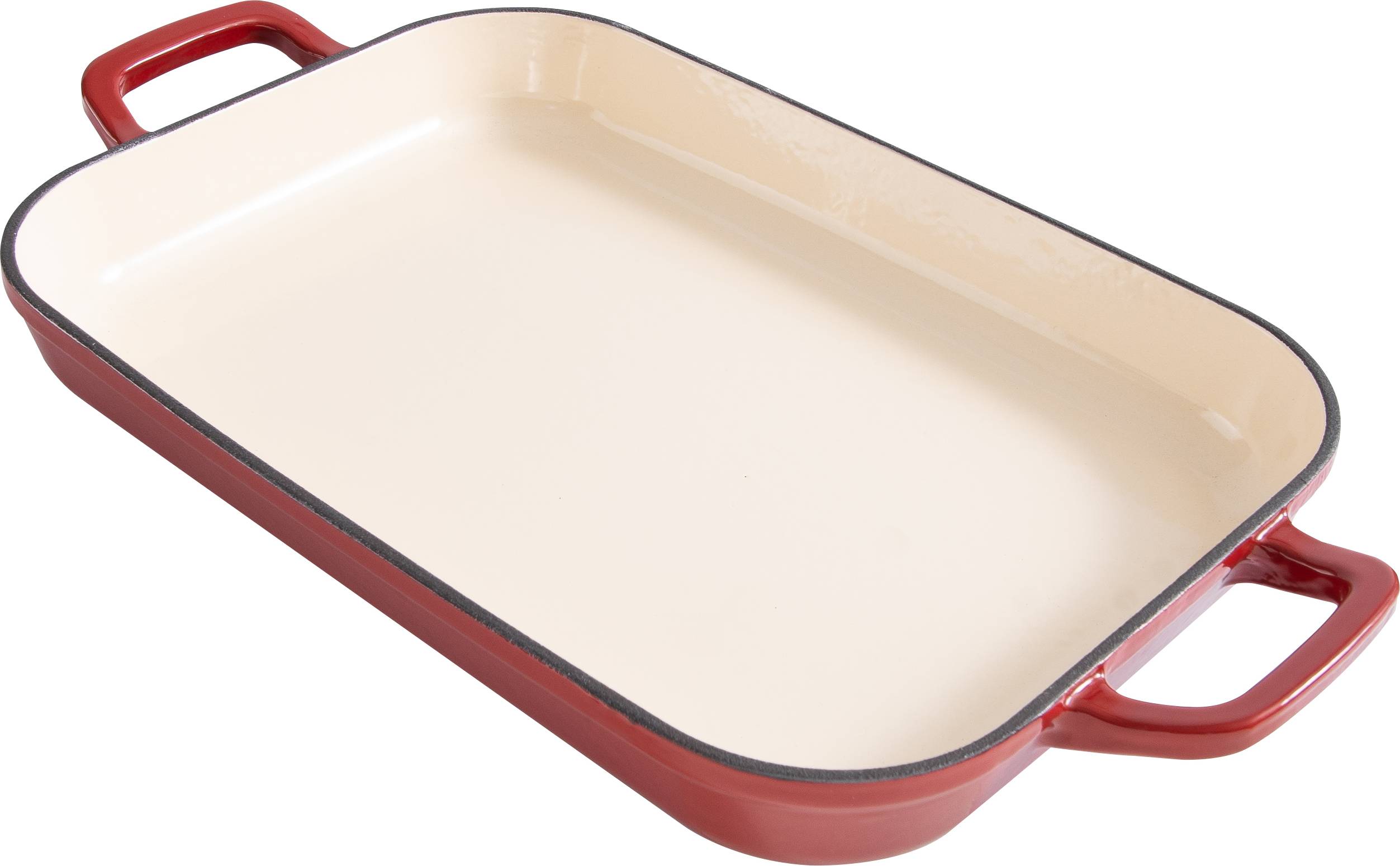 Chuck Hughes Rôtissoire peu profonde en fonte 2.38L - 33 x 21cm - Rouge Cardinal