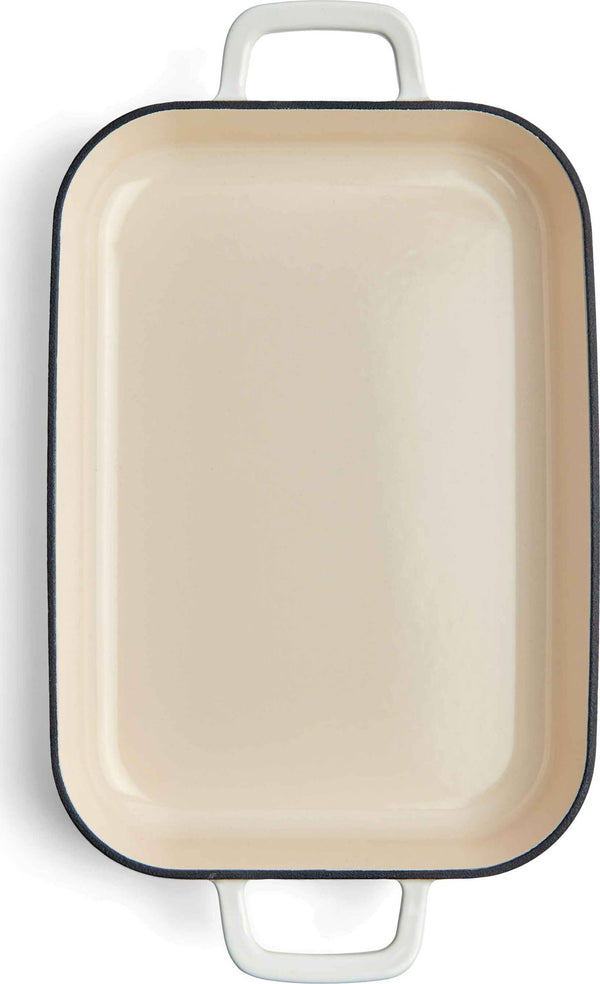 Chuck Hughes Shallow Roaster Cast Iron 2.38L - 33 x 21cm - Snow Goose White