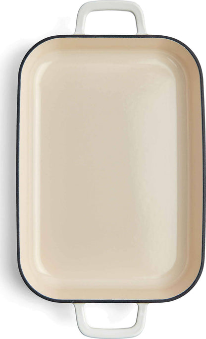 Chuck Hughes Rôtissoire peu profonde en fonte 2.38L - 33 x 21cm - Blanche Oie des Neiges