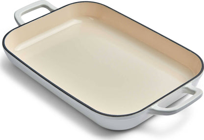 Chuck Hughes Shallow Roaster Cast Iron 2.38L - 33 x 21cm - Snow Goose White