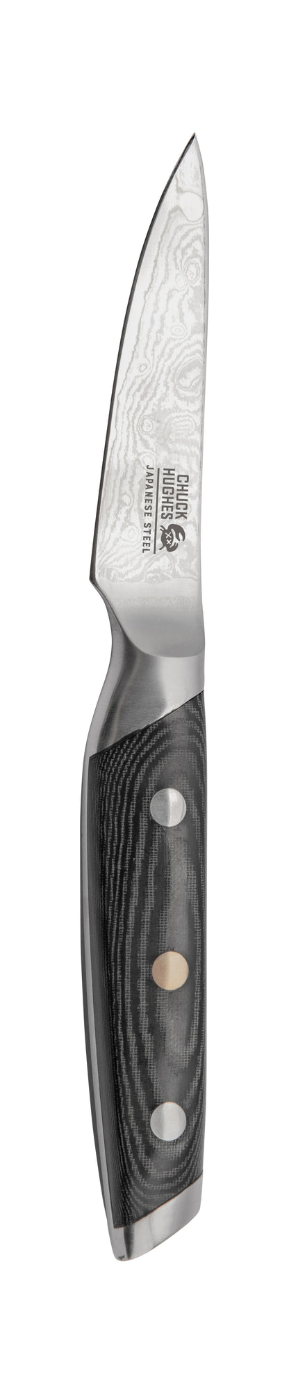 Chuck Hughes Damascus Knife Pairing Knife 3" (couteau d'appariement)