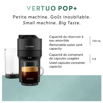 Nespresso Vertuo Pop+ Coffee and Espresso Machine by De'Longhi - Liquorice Black