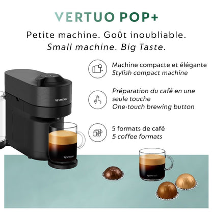 Nespresso Vertuo Pop+ Coffee and Espresso Machine by De'Longhi - Liquorice Black