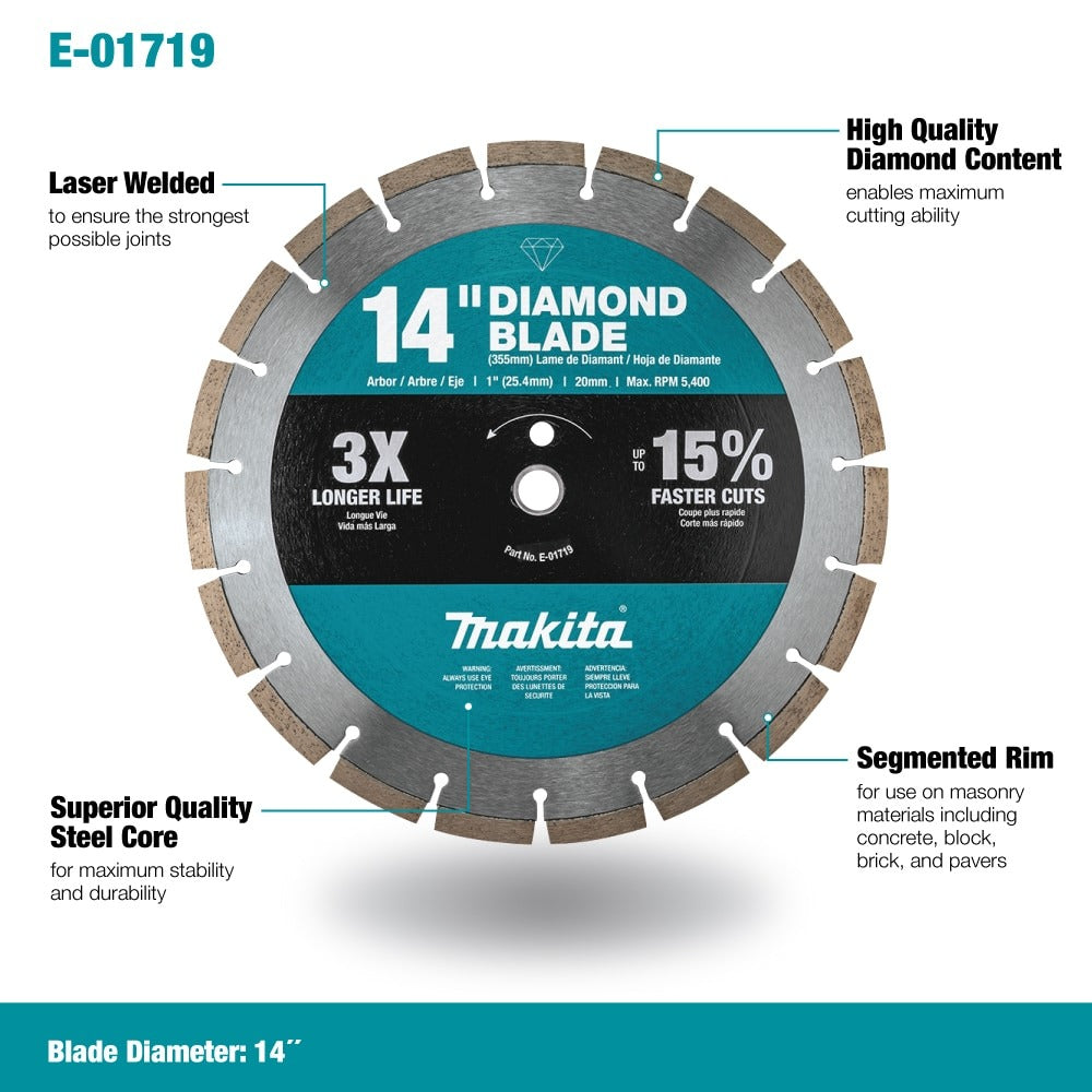 Makita 14" Diamond Blade Segmented General Purpose (lame diamantée segmentée à usage général)