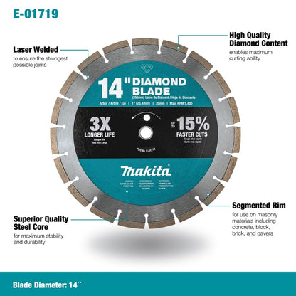 Makita 14" Diamond Blade Segmented General Purpose (lame diamantée segmentée à usage général)