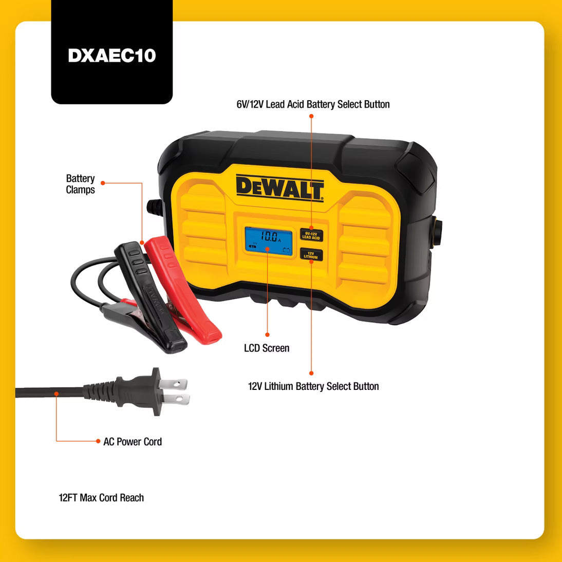 Dewalt Professional 10 Amp Battery Charger  with Battery Maintainer