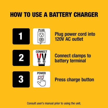 Dewalt Professional 10 Amp Battery Charger with Battery Maintainer (Chargeur de batterie professionnel de 10 ampères avec dispositif de maintien de la batterie)
