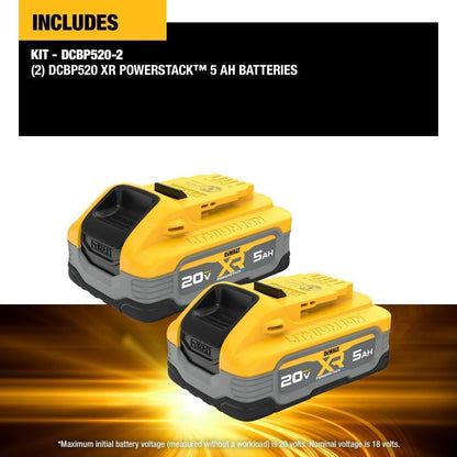 Dewalt 20V Max XR 5.0Ah Lithium Ion Battery - 2 Pack