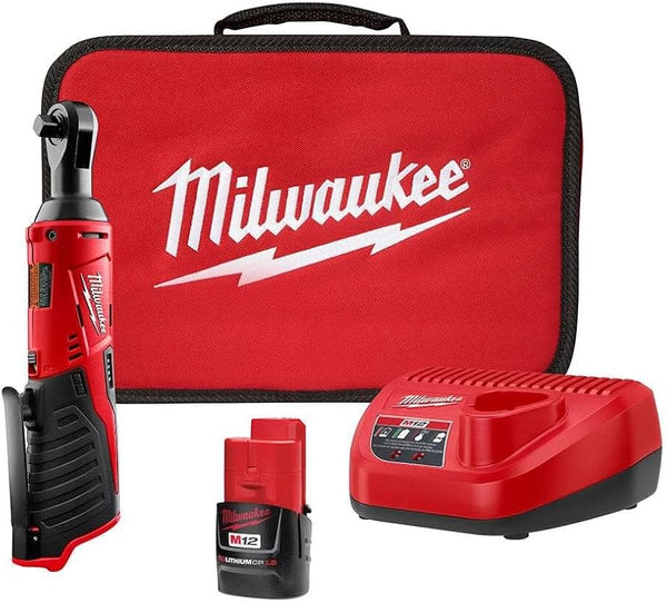 Milwaukee M12 3/8" Cordless  Lithium Ratchet Kit with Tool Bag
