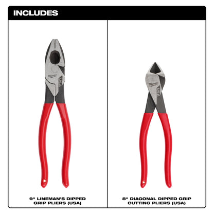 2PC Dipped Grip Cutting Pliers Set (USA)