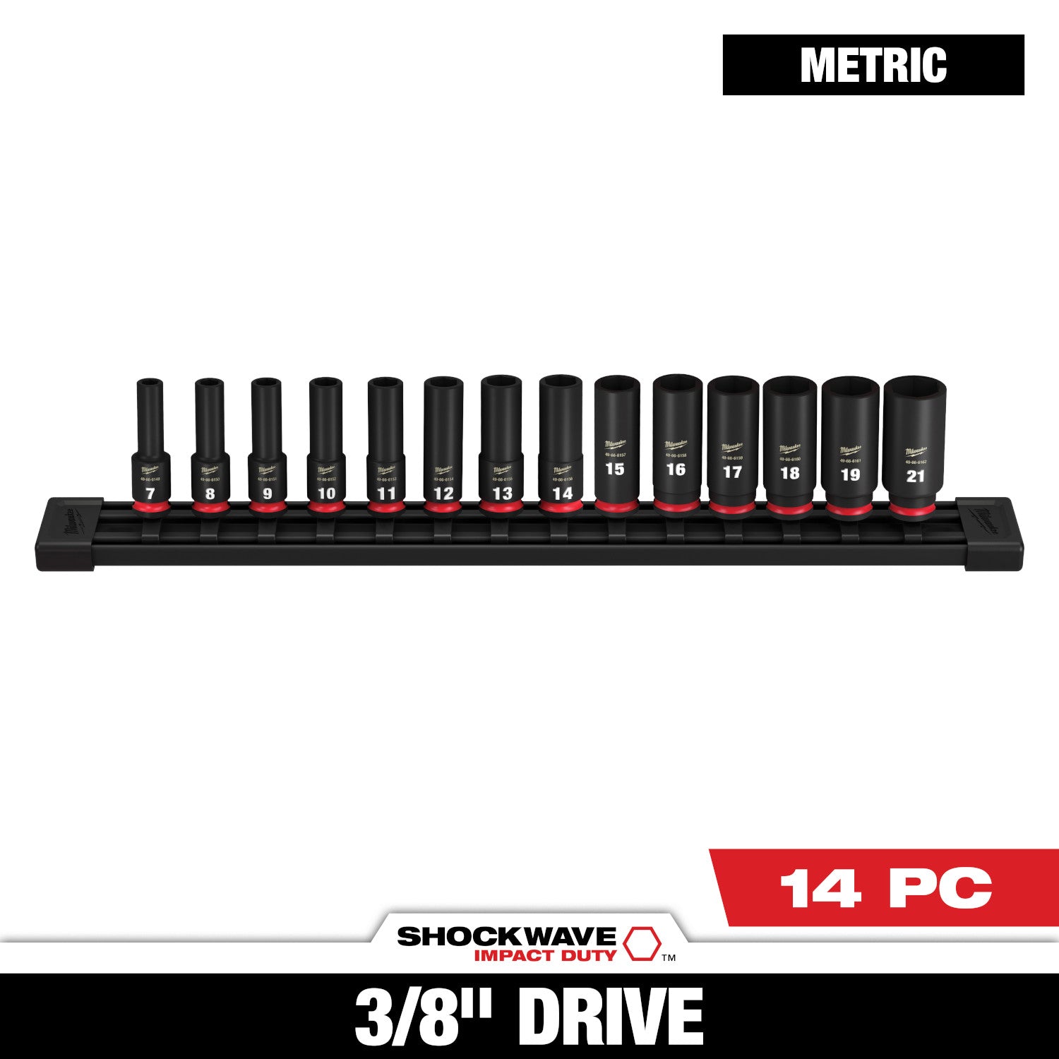 14PC SHOCKWAVE Impact Duty 3/8" Drive Metric Deep 6 Point Socket Set