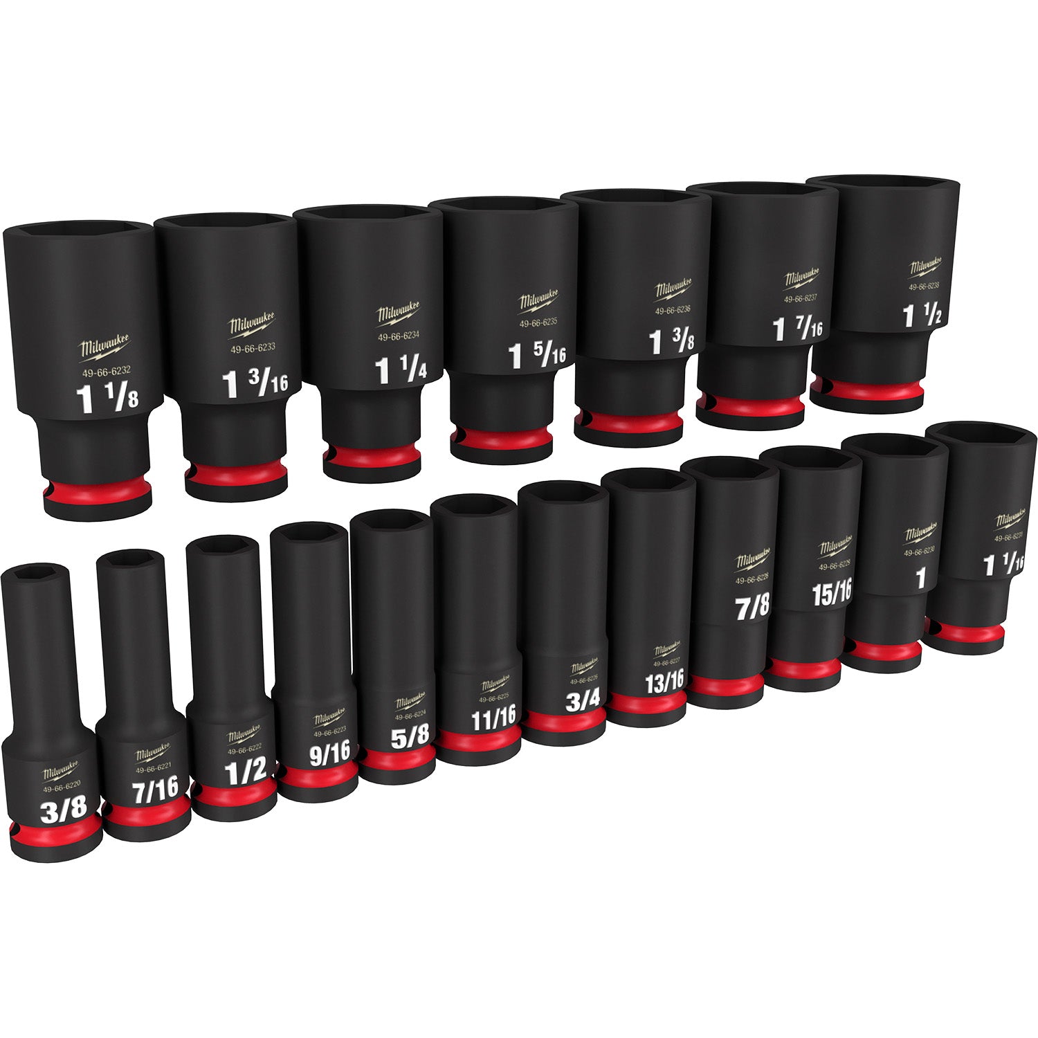 19PC SHOCKWAVE Impact Duty 1/2" Drive SAE Deep 6 Point Socket Set