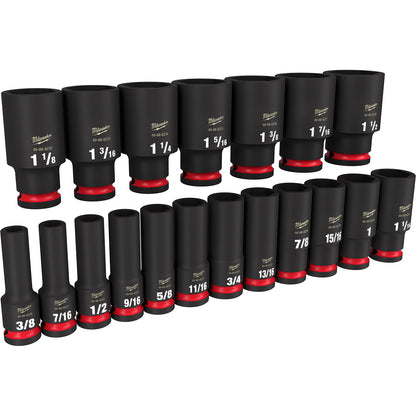 19PC SHOCKWAVE Impact Duty 1/2" Drive SAE Deep 6 Point Socket Set