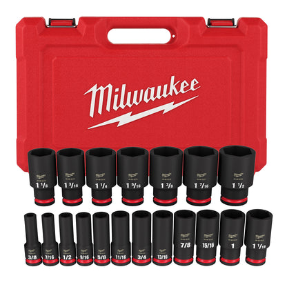 19PC SHOCKWAVE Impact Duty 1/2" Drive SAE Deep 6 Point Socket Set
