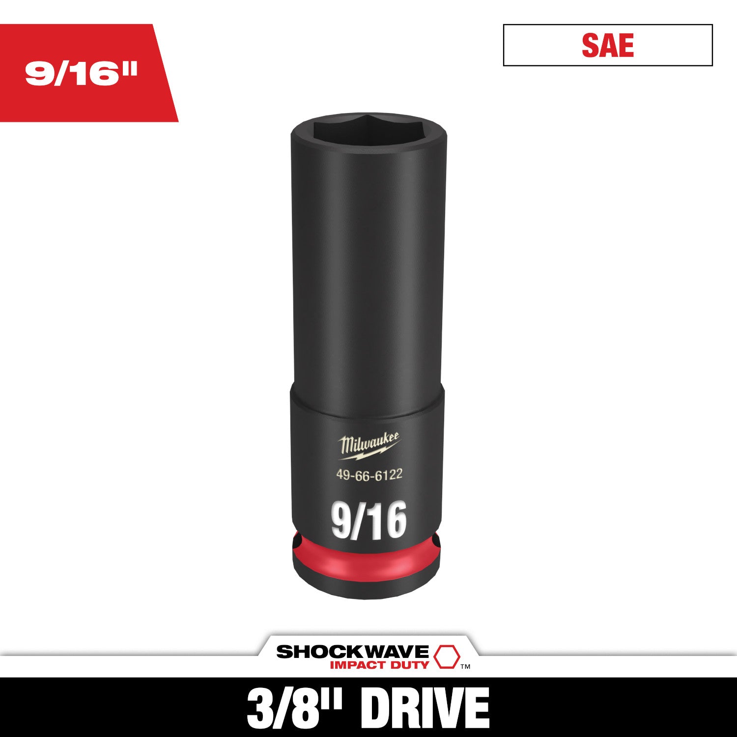 SHOCKWAVE Impact Duty 3/8" Drive 9/16" Deep 6 Point Socket