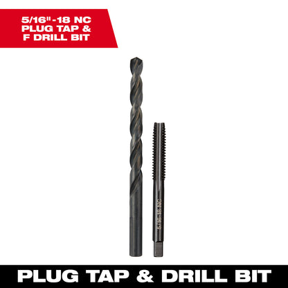 5/16"-18 NC Straight Flute Plug Tap & F Drill Bit