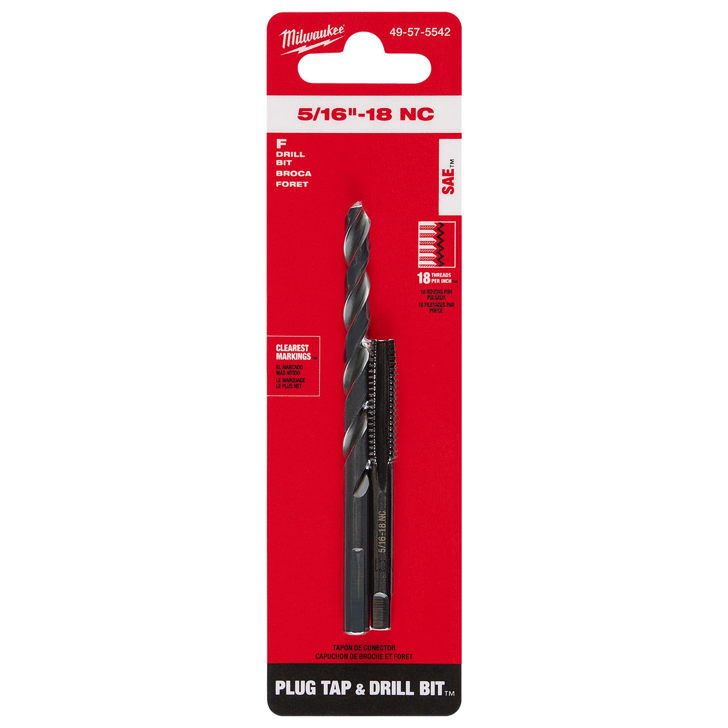 5/16"-18 NC Straight Flute Plug Tap & F Drill Bit