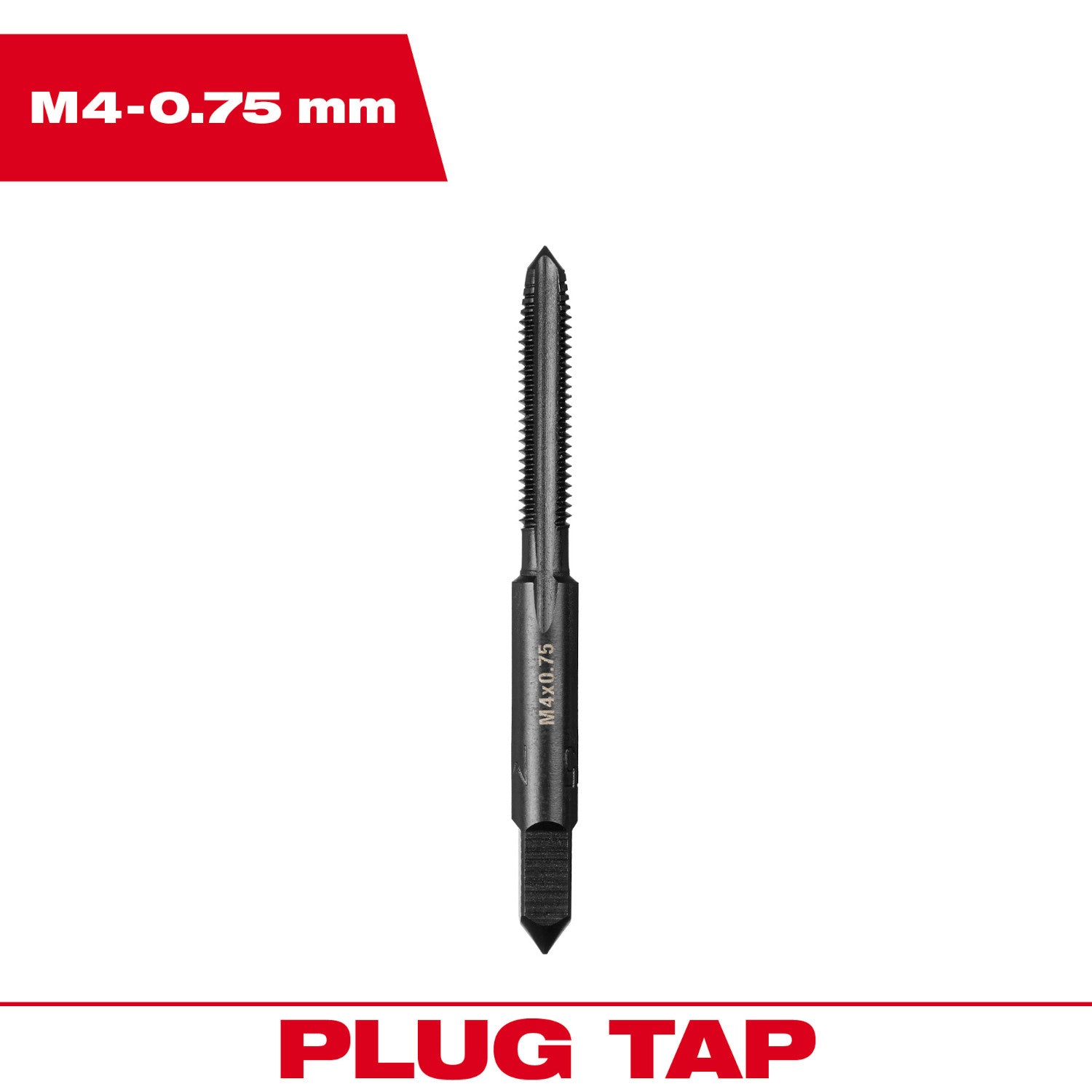 M4-0.75 mm Straight Flute Plug Tap