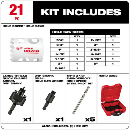 HOLE DOZER Kit de scie cloche à usage général - 21PC