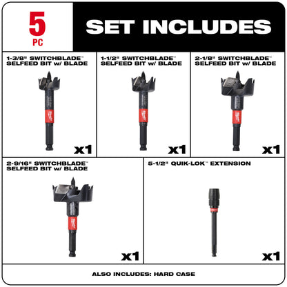 Kit de 5 pièces pour plombier SWITCHBLADE Selfeed Bit