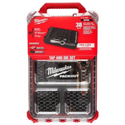 38PC Metric Tap & Die PACKOUT Set w/ HEX-LOK 2-in-1 Handle