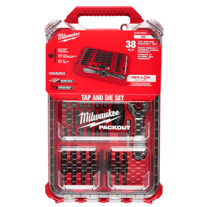 38PC SAE Tap & Die PACKOUT Set w/ HEX-LOK 2-in-1 Handle