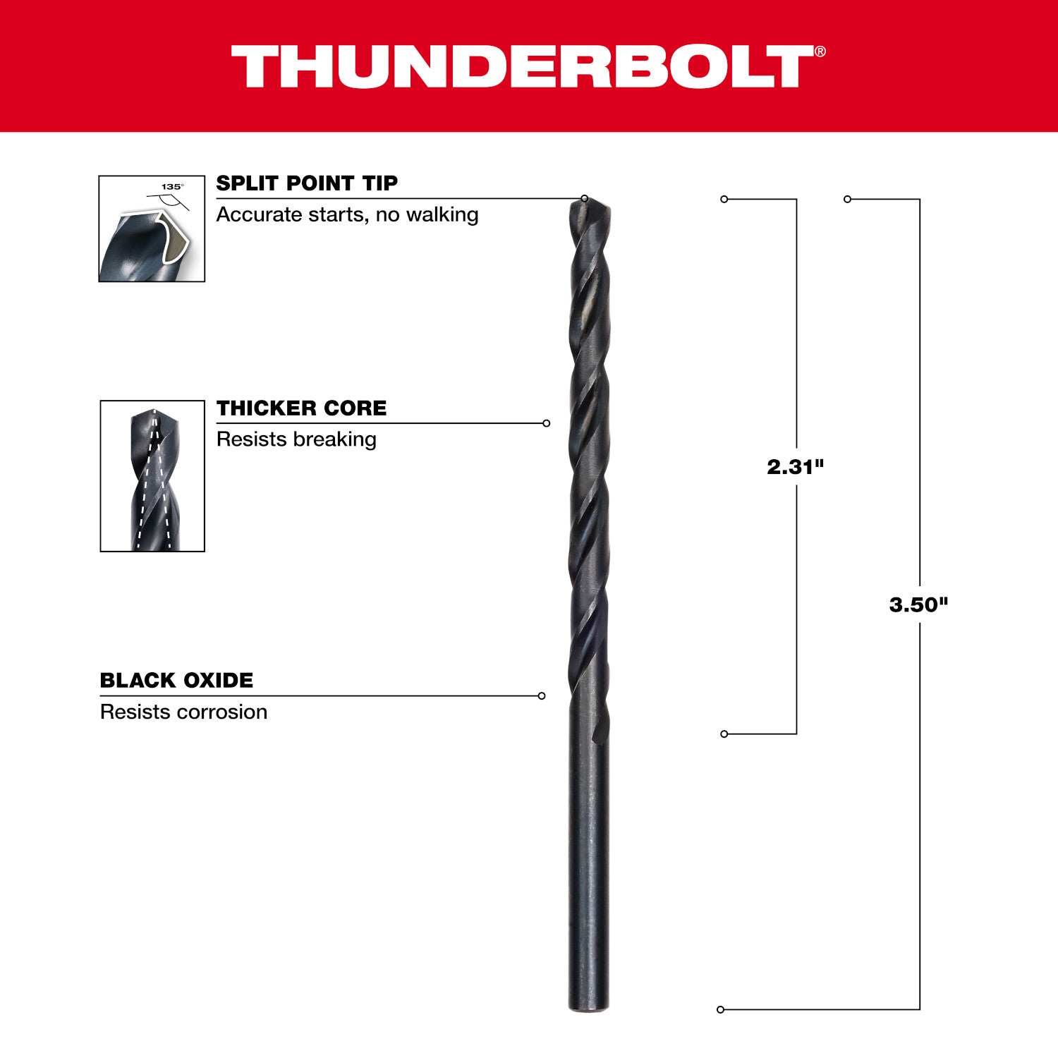 Mèche 3/16" THUNDERBOLT à oxyde noir