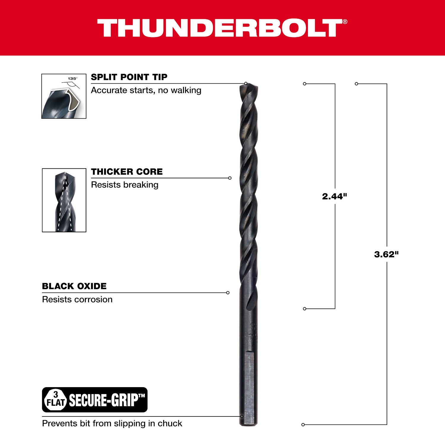 13/64" THUNDERBOLT Mèche à oxyde noir