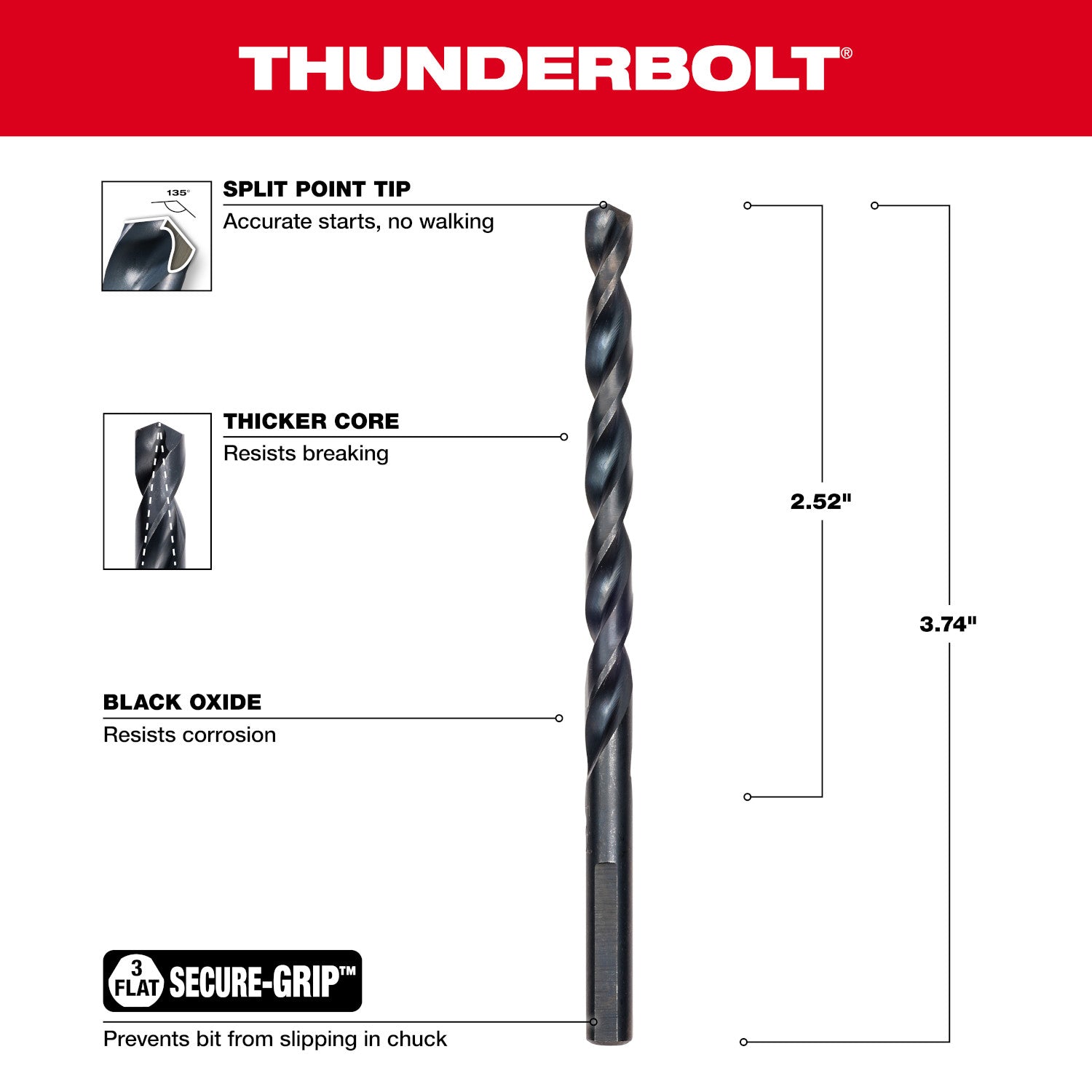 Mèche à oxyde noir 7/32" THUNDERBOLT