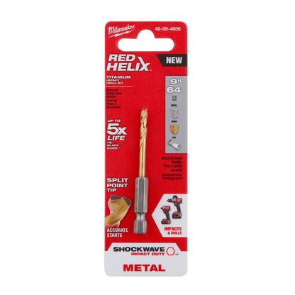 9/64" SHOCKWAVE Impact Duty RED HELIX Titanium Drill Bit