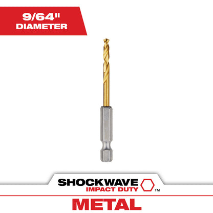 9/64" SHOCKWAVE Impact Duty RED HELIX Titanium Drill Bit