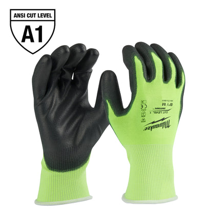 Gants enduits de polyuréthane à haute visibilité, coupe de niveau 1 - M