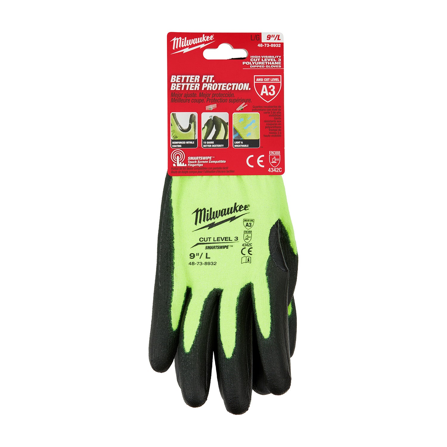 High Visibility Cut Level 3 Polyurethane Dipped - L