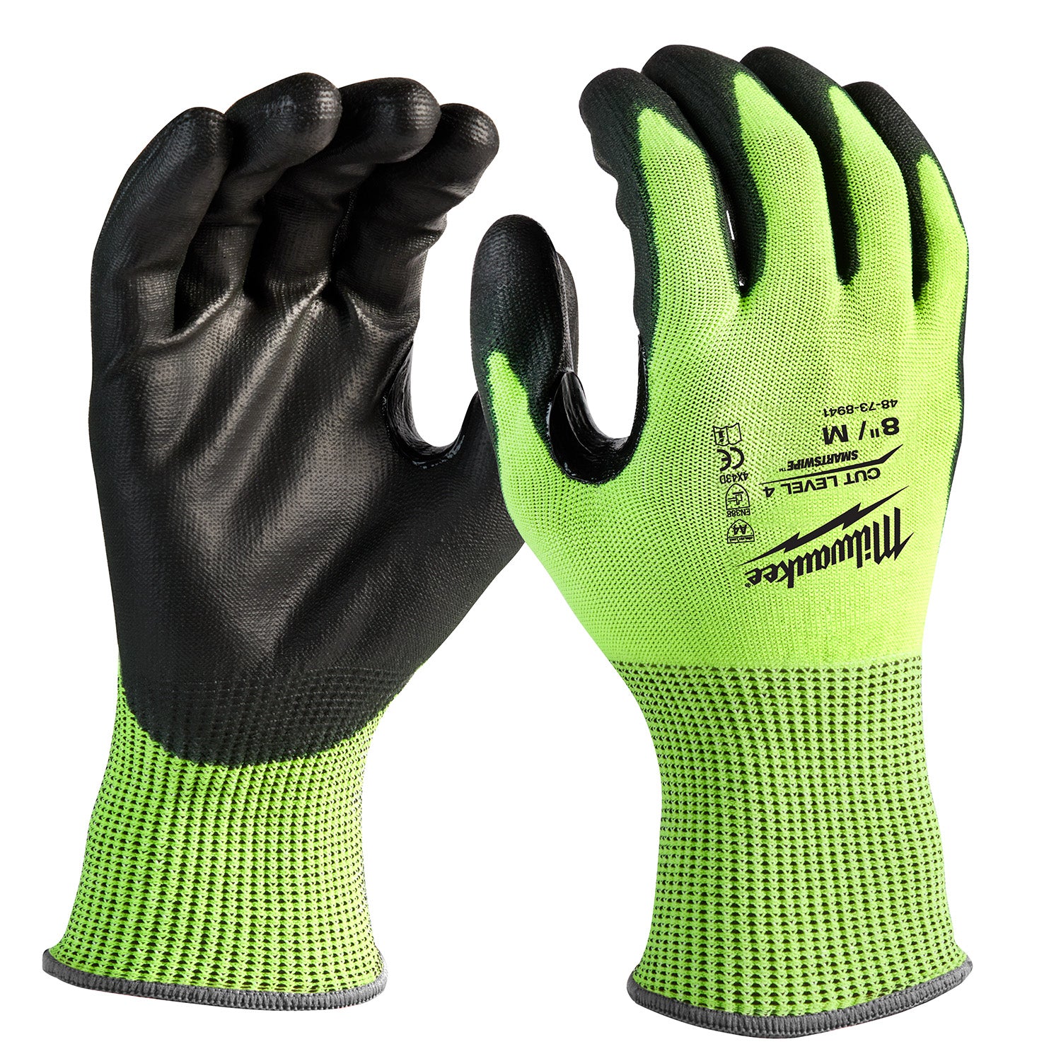 High Visibility Cut Level 4 Polyurethane Dipped Gloves - M