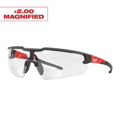 Safety Glasses - +2.00 Magnified Clear Anti-Scratch Lenses