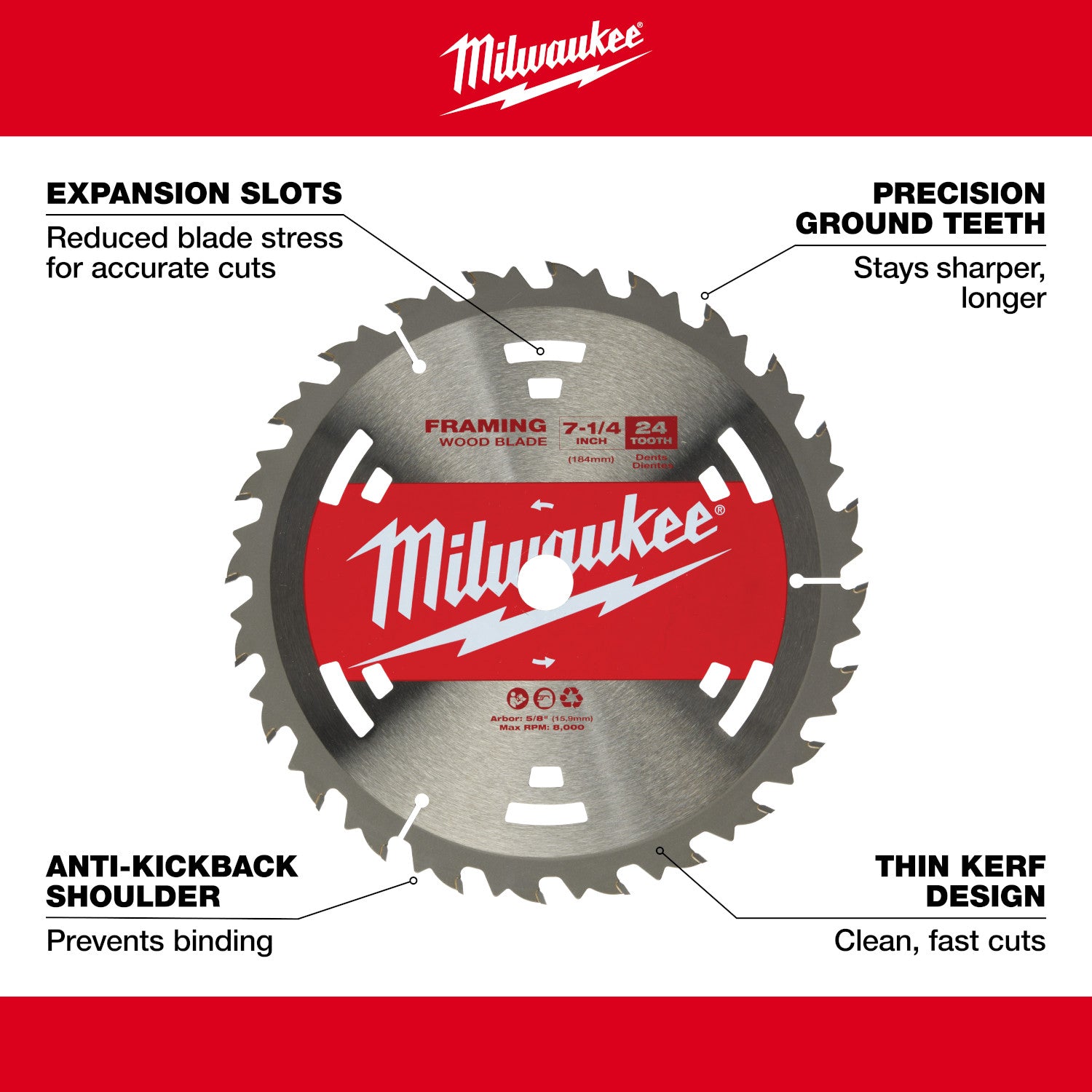 7-1/4" 24T Construction Framing Blades - 1 Pack