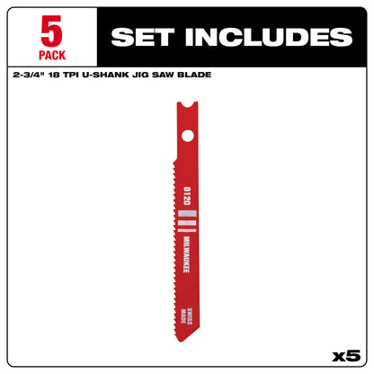 2-3/4" 18TPI U-Shank Metal High Speed Steel Jig Saw Blades - 1 Pack