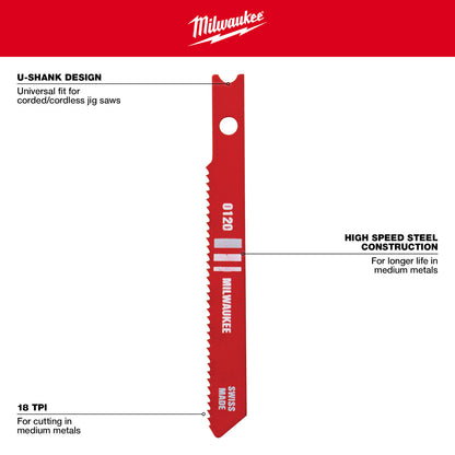 2-3/4" 18TPI U-Shank Metal High Speed Steel Jig Saw Blades - 1 Pack