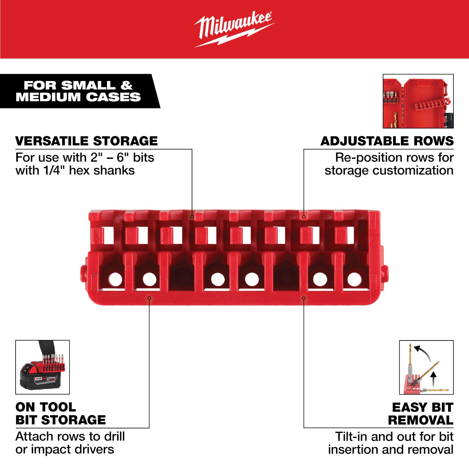 Small & Medium Case Rows for Impact Driver Accessories - 1 Pack