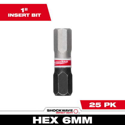 SHOCKWAVE Impact Duty 1" Hex 6 MM Insert Bits (1 Pack)