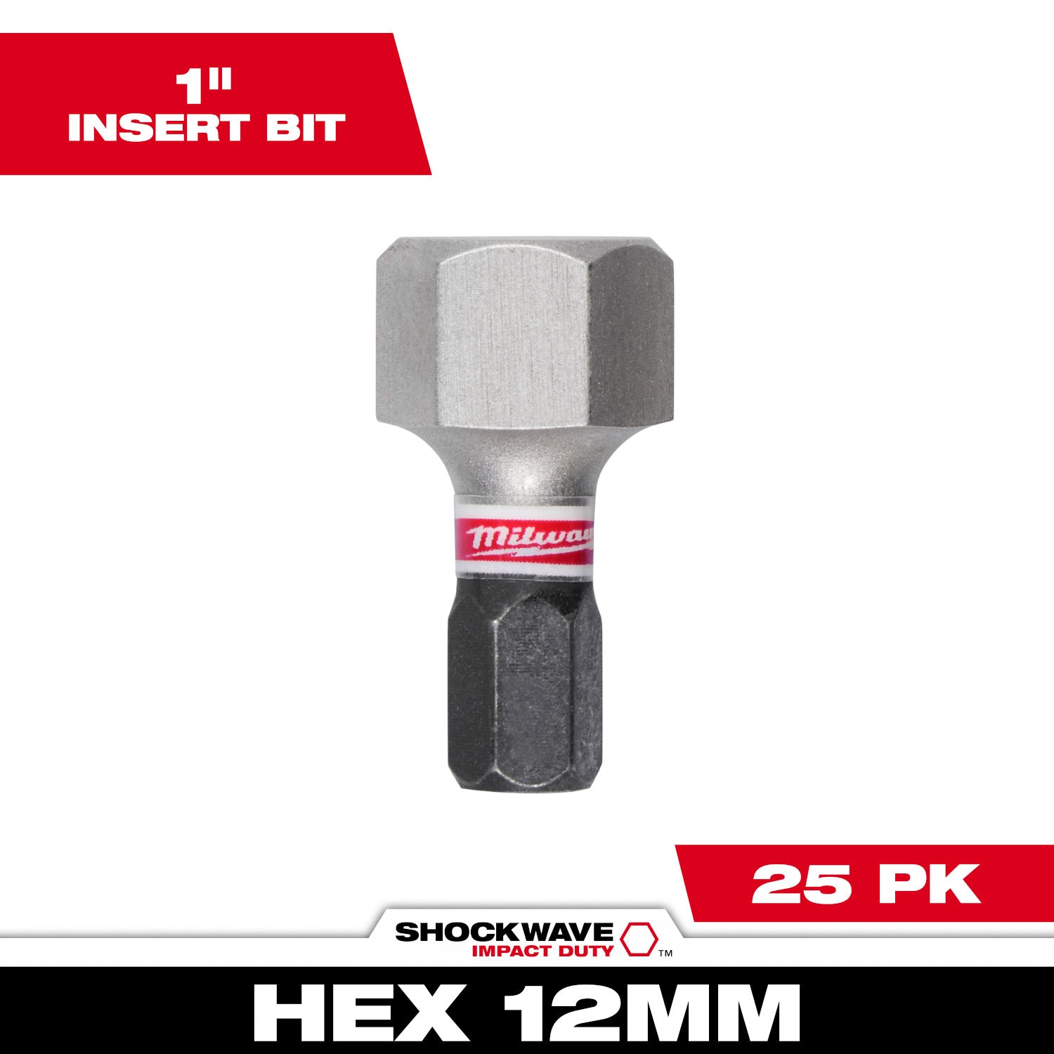 SHOCKWAVE Impact Duty 1" Hex 12 MM Insert Bits (1 Pack)
