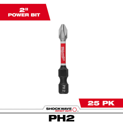 SHOCKWAVE Impact Duty 2" Phillips #2 Power Bits (1 Pack)